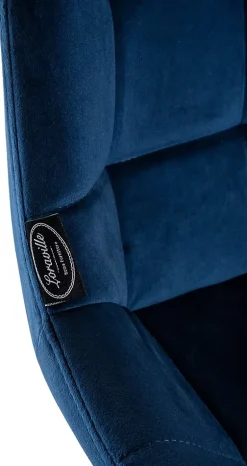 Tabouret de bar pivotant Weston pivotant à 90 degrés, réglage, assise rembourrée, structure métallique Bleu/Velours