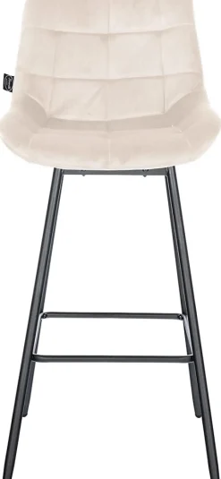 Tabouret de bar pivotant Weston pivotant à 90 degrés, réglage, assise rembourrée, structure métallique Crème/Velours