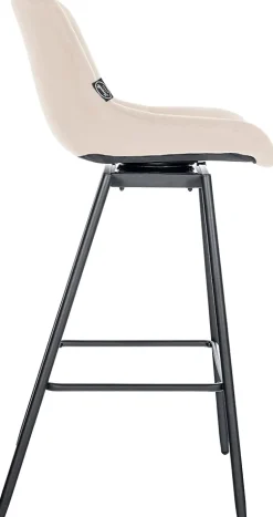 Tabouret de bar pivotant Weston pivotant à 90 degrés, réglage, assise rembourrée, structure métallique Crème/Velours