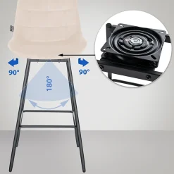 Tabouret de bar pivotant Weston pivotant à 90 degrés, réglage, assise rembourrée, structure métallique Crème/Velours