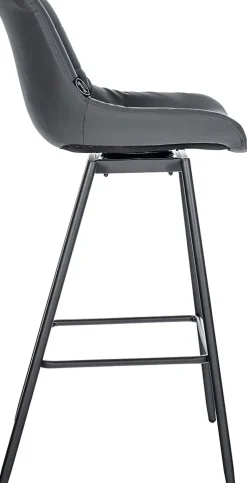 Tabouret de bar pivotant Weston pivotant à 90 degrés, réglage, assise rembourrée, structure métallique Gris/Similicuir