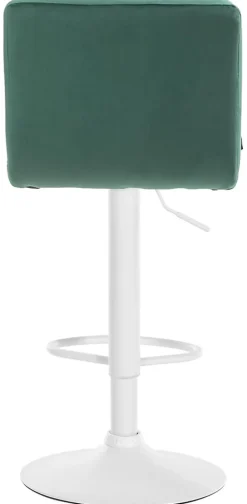 Tabouret de bar Pérou velours, chaise pivotante, réglable en hauteur, rembourrage surpiqué, confortable. Vert/Blanc