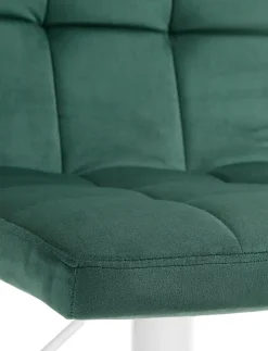 Tabouret de bar Pérou velours, chaise pivotante, réglable en hauteur, rembourrage surpiqué, confortable. Vert/Blanc