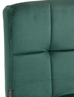 Tabouret de bar Pérou velours, chaise pivotante, réglable en hauteur, rembourrage surpiqué, confortable. Vert/Blanc