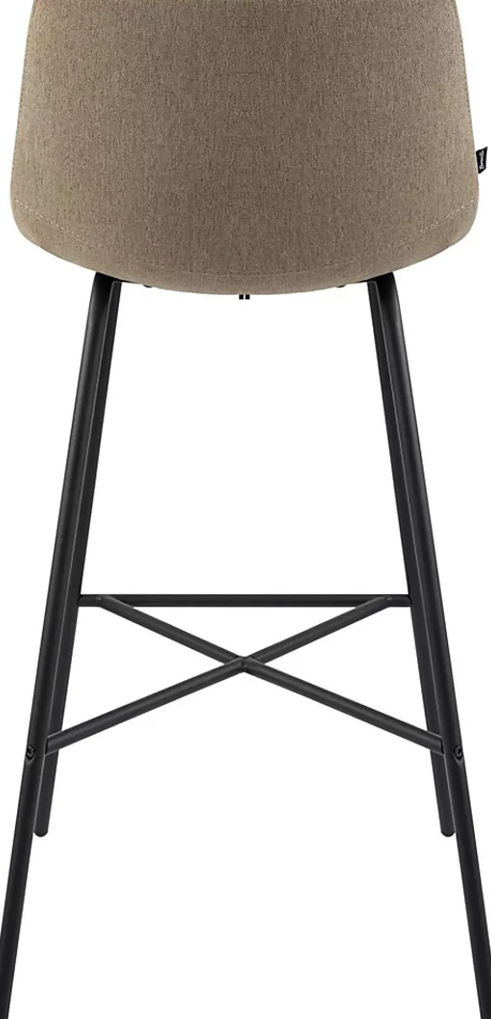 Tabouret de bar rembourré Altona, dossier, repose-pieds, métal noir, style scandinave moderne Taupe/Tissu