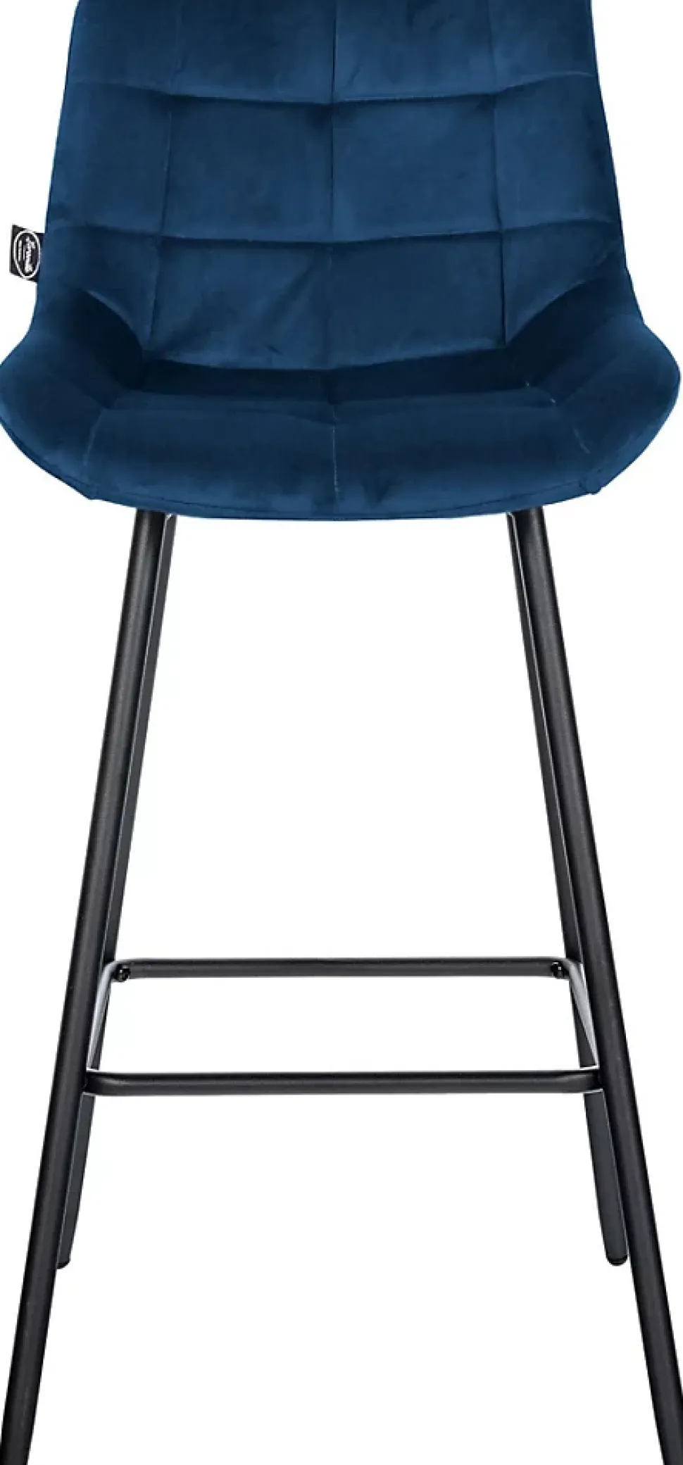 Tabouret de bar Weston dossier, assise rembourrée, structure métallique, velours ou similicuir, repose-pieds Bleu/Velours