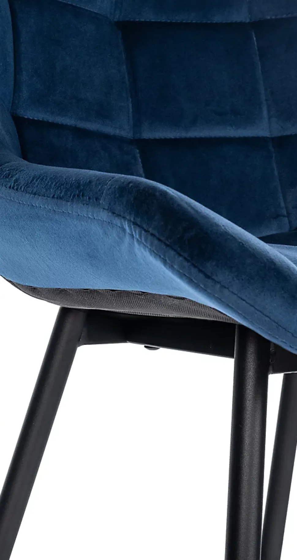 Tabouret de bar Weston dossier, assise rembourrée, structure métallique, velours ou similicuir, repose-pieds Bleu/Velours