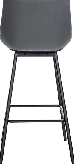 Tabouret de bar Weston dossier, assise rembourrée, structure métallique, velours ou similicuir, repose-pieds Gris/Similicuir