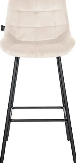 Tabouret de bar Weston dossier, assise rembourrée, structure métallique, velours ou similicuir, repose-pieds Crème/Velours