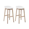 Tabouret en plastique blanc et pieds en bois Homesight Riva 75 cm, 2 pièces
