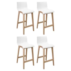 Tabouret en plastique blanc et pieds en bois Homesight Tanna 75 cm vendu par 4 pièces