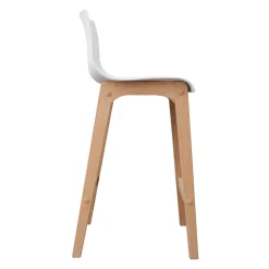 Tabouret en plastique blanc et pied en bois Homesight Tanna 65 cm vendu par 2