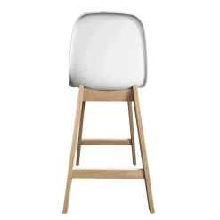 Tabouret en plastique blanc et pied en bois Homesight Elios vendu par 2