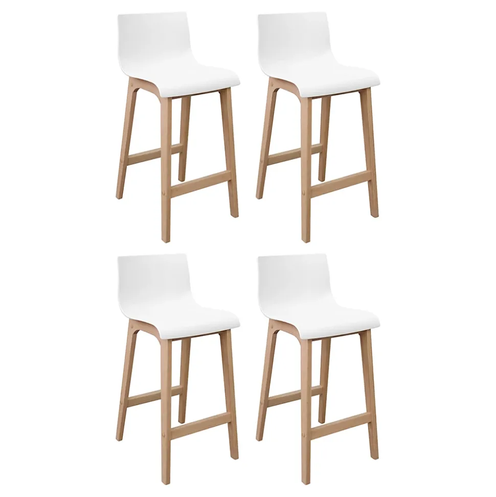 Tabouret en plastique blanc et pieds en bois Homesight Tanna 65 cm vendu par 4 pièces