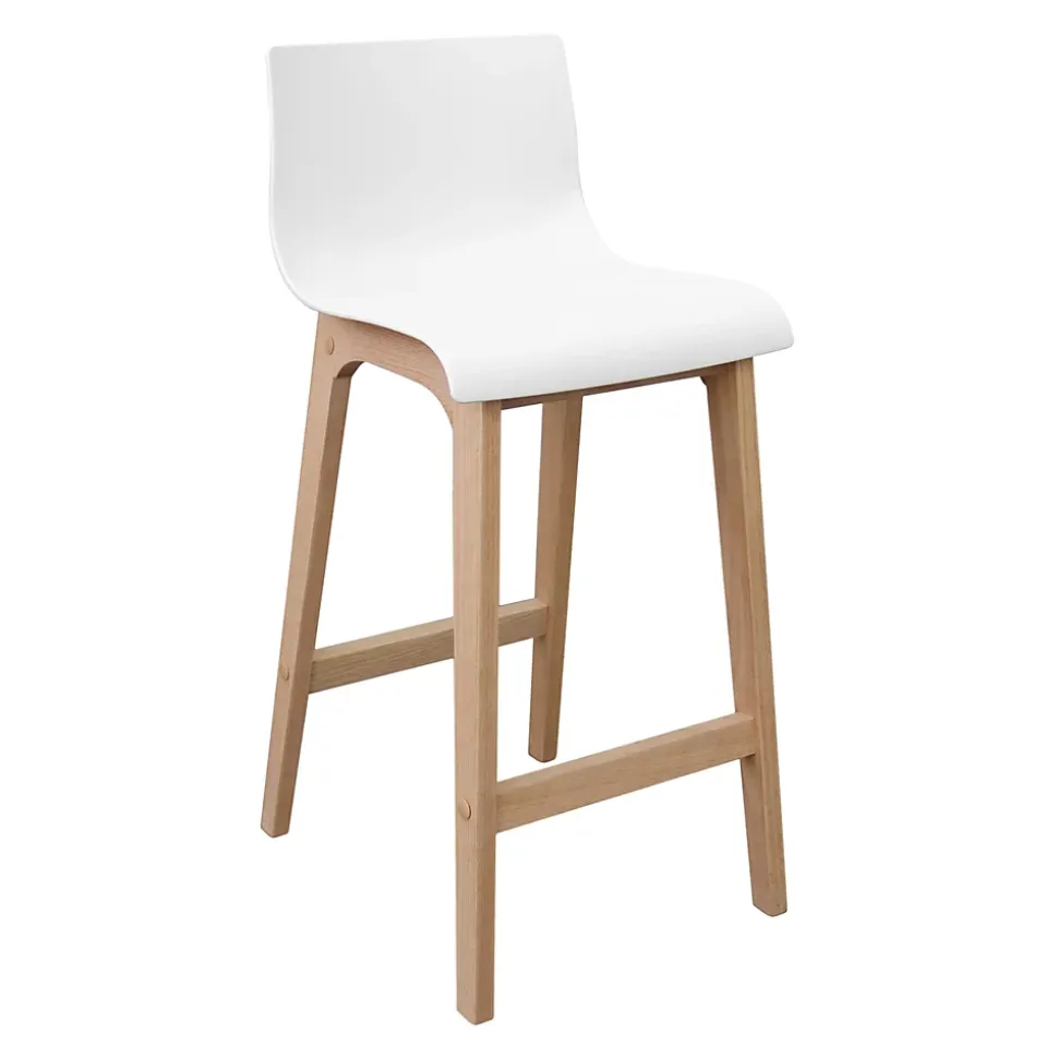 Tabouret en plastique blanc et pieds en bois Homesight Tanna 65 cm vendu par 4 pièces