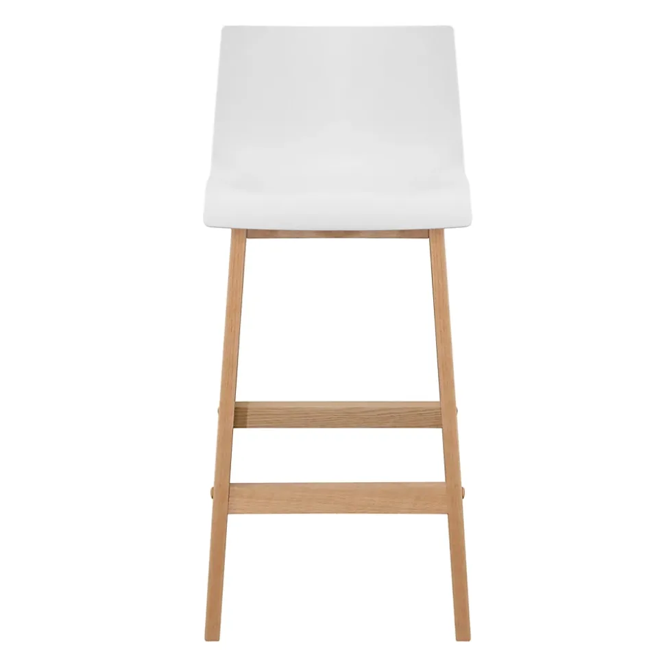 Tabouret en plastique blanc et pied en bois Homesight Tanna 75 cm vendu par 2