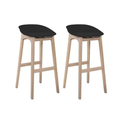 Tabouret en plastique noir et pieds en bois Homesight Riva 65 cm, 2 pièces