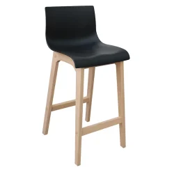 Tabouret en plastique noir et pied en bois Homesight Tanna 65 cm vendu par 2