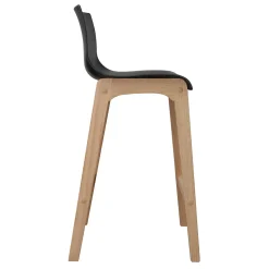 Tabouret en plastique noir et pied en bois Homesight Tanna 65 cm vendu par 2