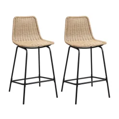 Tabouret en style rotin beige et pied en métal Homesight Bali vendu par 2