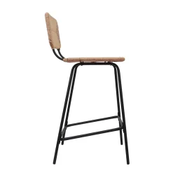 Tabouret en style rotin beige et pied en métal Homesight Nema vendu par 2