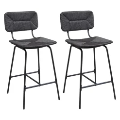 Tabouret en style rotin noir et pied en métal Homesight vendu par 2