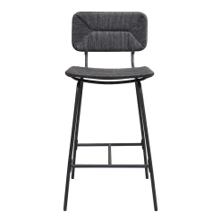 Tabouret en style rotin noir et pied en métal Homesight vendu par 2