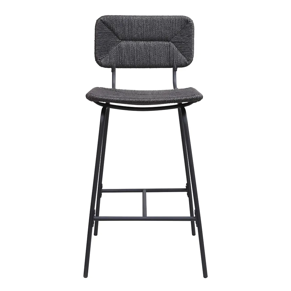 Tabouret en style rotin noir et pied en métal Homesight vendu par 2