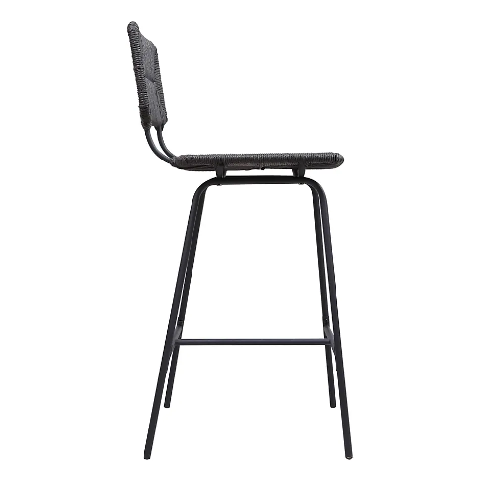 Tabouret en style rotin noir et pied en métal Homesight vendu par 2