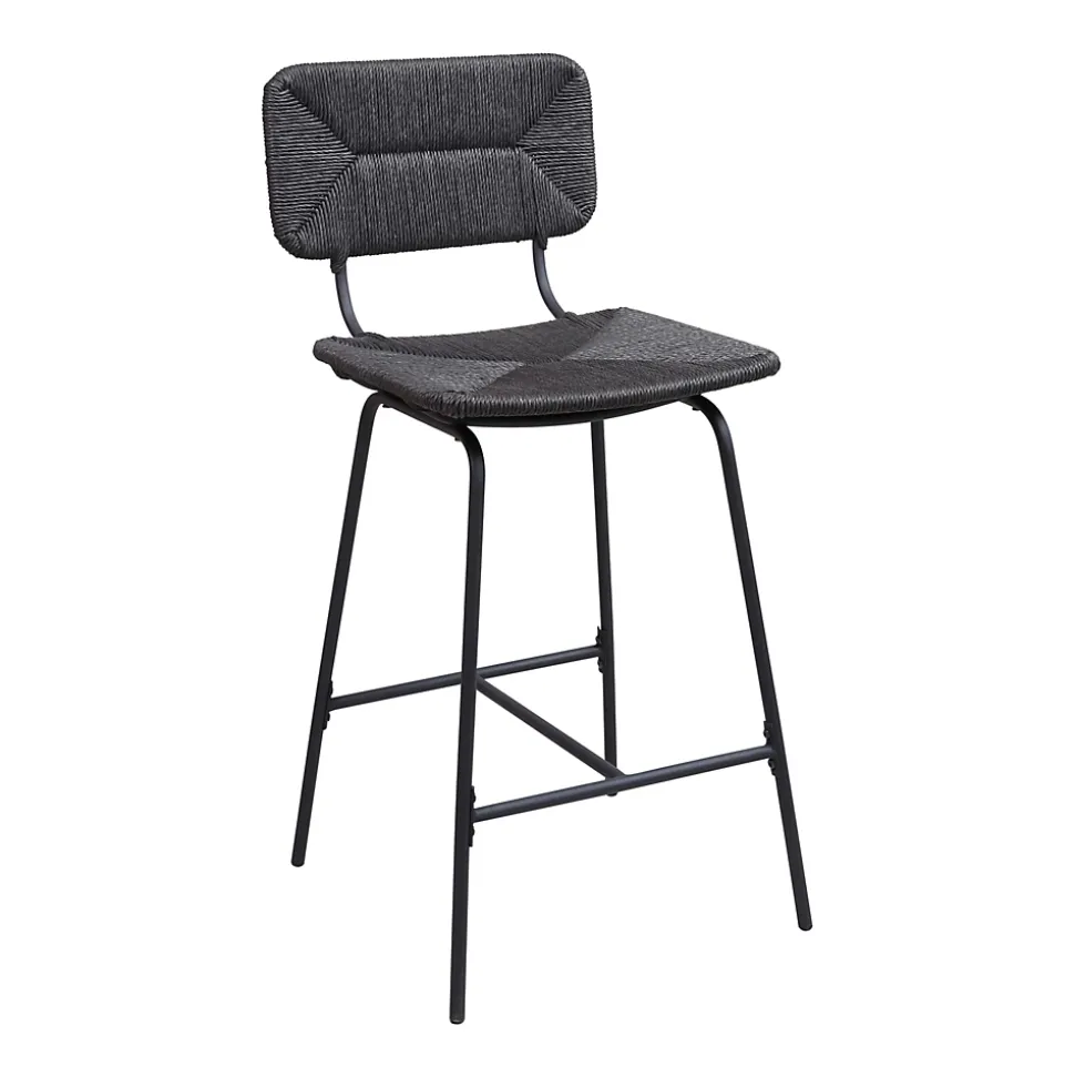 Tabouret en style rotin noir et pied en métal Homesight vendu par 2