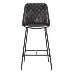 Tabouret en style rotin noir et pied en métal Homesight Kuta vendu par 2