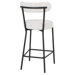 Tabouret Haut Badalona, Blanc, Polyester, 46x39x90 cm, Seven Design