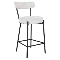Tabouret Haut Badalona, Blanc, Polyester, 46x39x90 cm, Seven Design