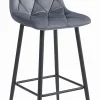 Tabouret Valora KODA, velours gris foncé, pieds noirs (x2)