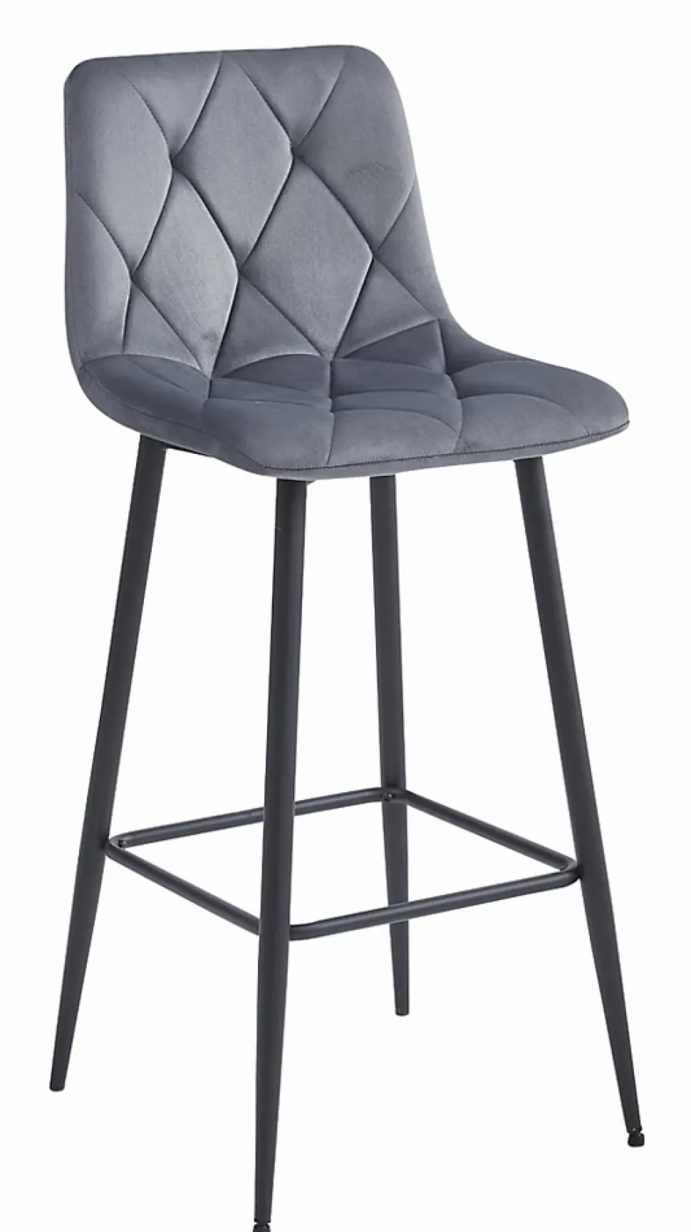 Tabouret Valora KODA, velours gris foncé, pieds noirs (x2)