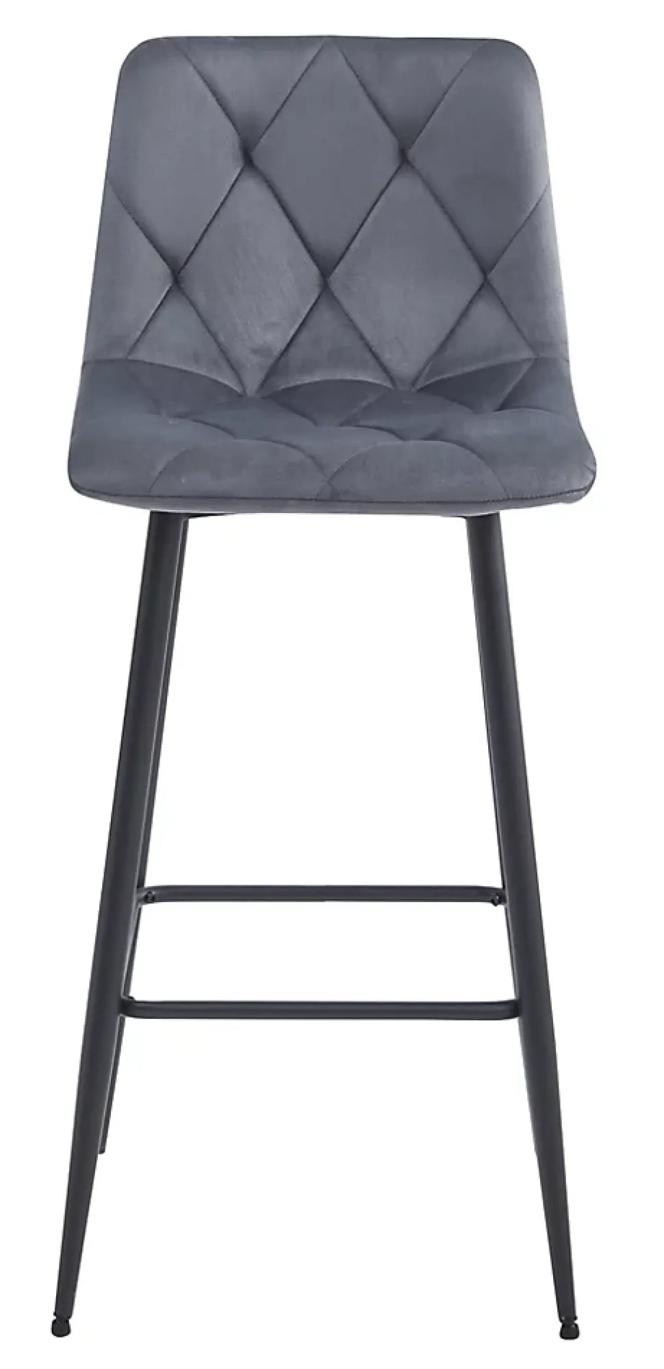 Tabouret Valora KODA, velours gris foncé, pieds noirs (x2)