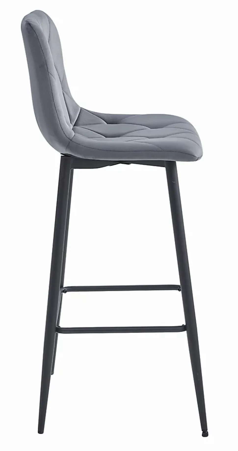 Tabouret Valora KODA, velours gris foncé, pieds noirs (x2)