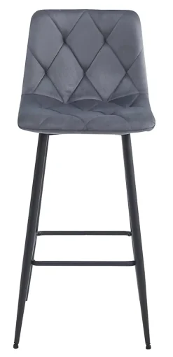 Tabouret Valora KODA, velours gris foncé, pieds noirs x4