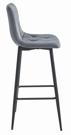 Tabouret Valora KODA, velours gris foncé, pieds noirs x4