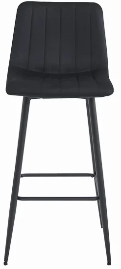 Tabouret Valora POZZA en velours noir, design ergonomique pour la cuisine (x2)