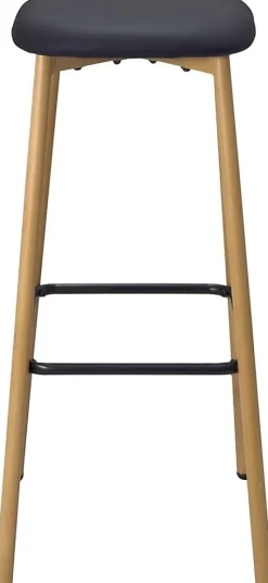 Tabourets de bar, hauteur d'assise 78 cm, pieds métal immitation hêtre, lot de 2 nes (noir)