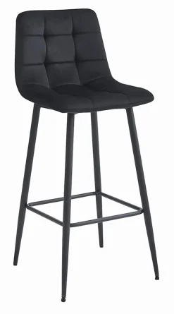 Tabourets de bar Valora TEOTO en velours noir avec pieds en acier noir (x2)