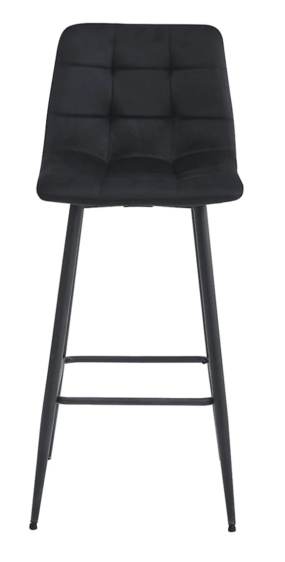 Tabourets de bar Valora TEOTO en velours noir avec pieds en acier noir (x2)