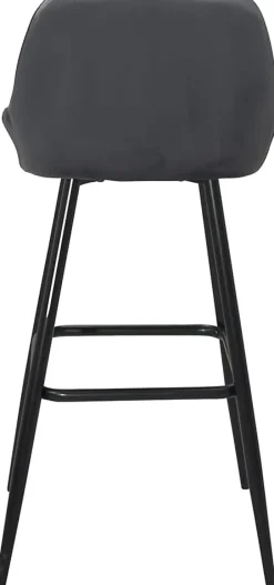 Tabourets de bar velours, lot de 2, pieds métal noir, hauteur d'assise 68 cm, mira (gris)
