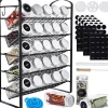 Étagère à épices avec pots à épices avec 25 boîtes à épices noir