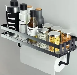 Étagère à épices mural de cuisine sans perçage en acier inoxydable