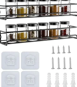 Étagère à Épices Mural sans Perçage en Acier Inoxydable
