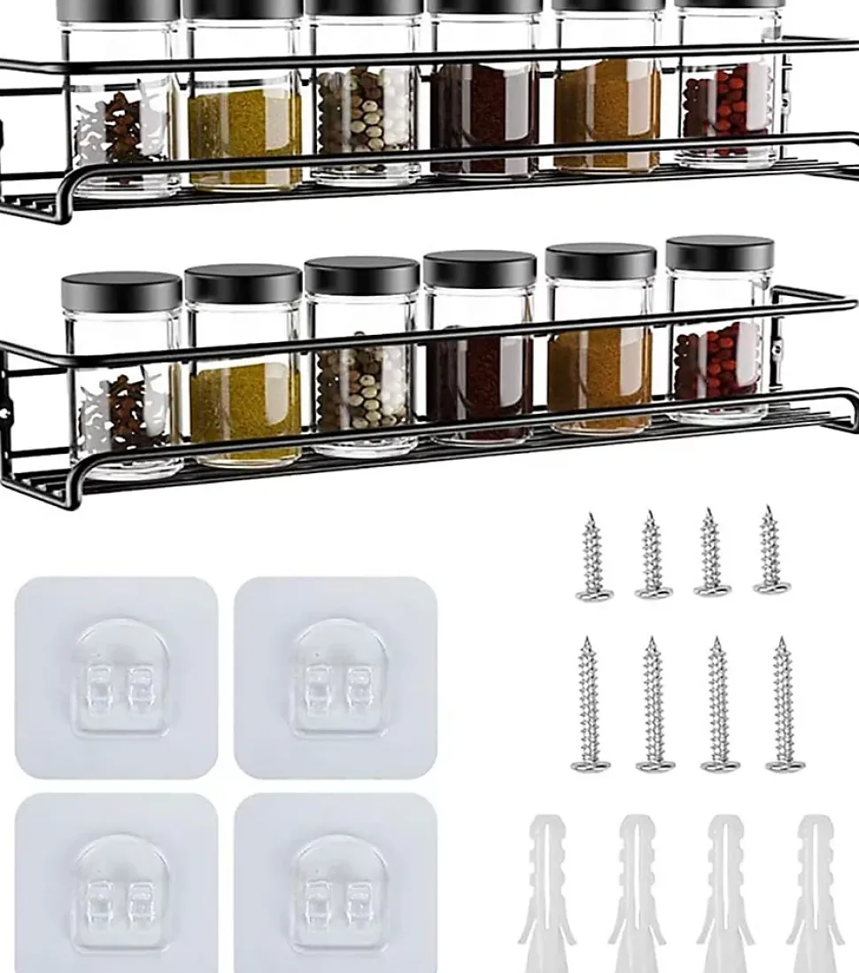 Étagère à Épices Mural sans Perçage en Acier Inoxydable