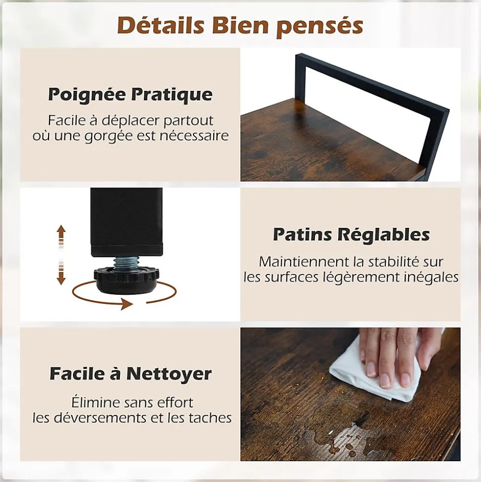 Étagère à Vin avec Casier à Vin 21 Bouteilles, 2 Porte-Verres pour 6 Verres, pour Salle à Manger, Cave, 93x38x102cm (Marron)