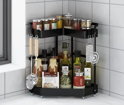 Étagère Coin à Épices avec 2 Niveaux noir